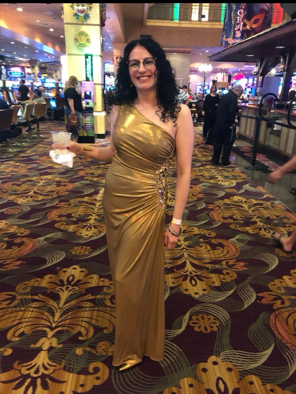 Robert Rodriguez Metallic Gold Cowl Neck Dress - Picture 14 of 14